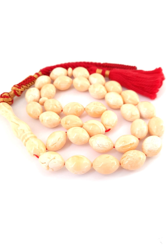 Rare Prayer Beads Natural Ivory Amber Sand Red Handmade Tassel