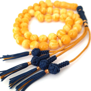 Prayer Beads Masbaha 10mm Amber Sand Poland Handmade Navy Color Tassel