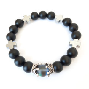 Men's accessories bracelet Matte Onyx, hemitate, crowns