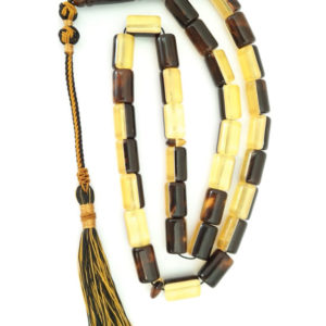 Prayer Beads Yellow and Brown Amber Sand Handmade Tassel