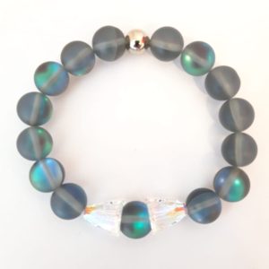 Gray and Green Angels Lights Crystal Quartz Beads Bracelet