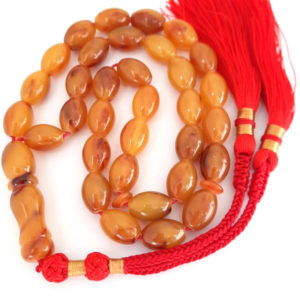 Prayer Beads Poland Amber Sand Multi Color 12mm. Handmade Red Tassel