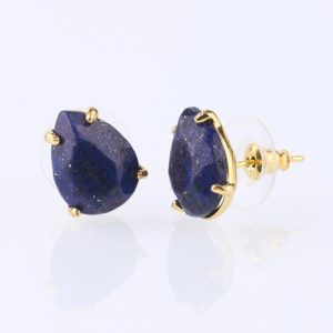 Lapis Lazuli Natural Stone Earring Oval Studs