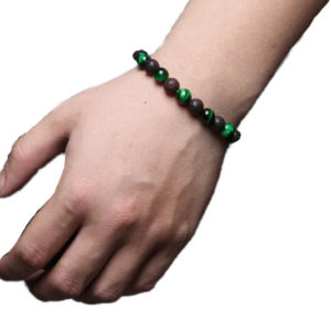 Hand Bracelet Men accessories natural volcanic and green tiger eye stones