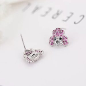 Doggy Puddle Stud Earrings with Zircons. Gold Plated