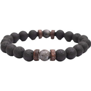 Volcanic lava, wood, labradorite