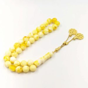Prayer Beads Rosary Men Gift Tasbih Natural Two Tone Amber Sand