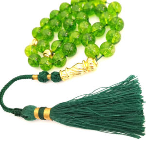 Prayer Beads Misbaha Ramadan Green Peridot Quartz with Handmade Green Tassel for Money Attraction