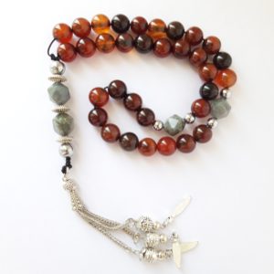 Prayer Beads Rosary Men Gift Tasbih Natural Carnelian and Labradorite