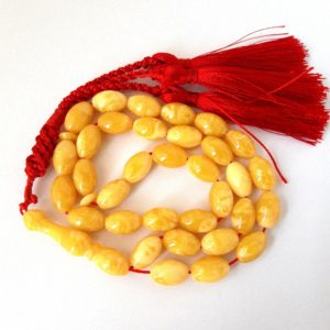 Prayer Beads Rosary Men Gift Tasbih Natural Amber Sand Red Tassel