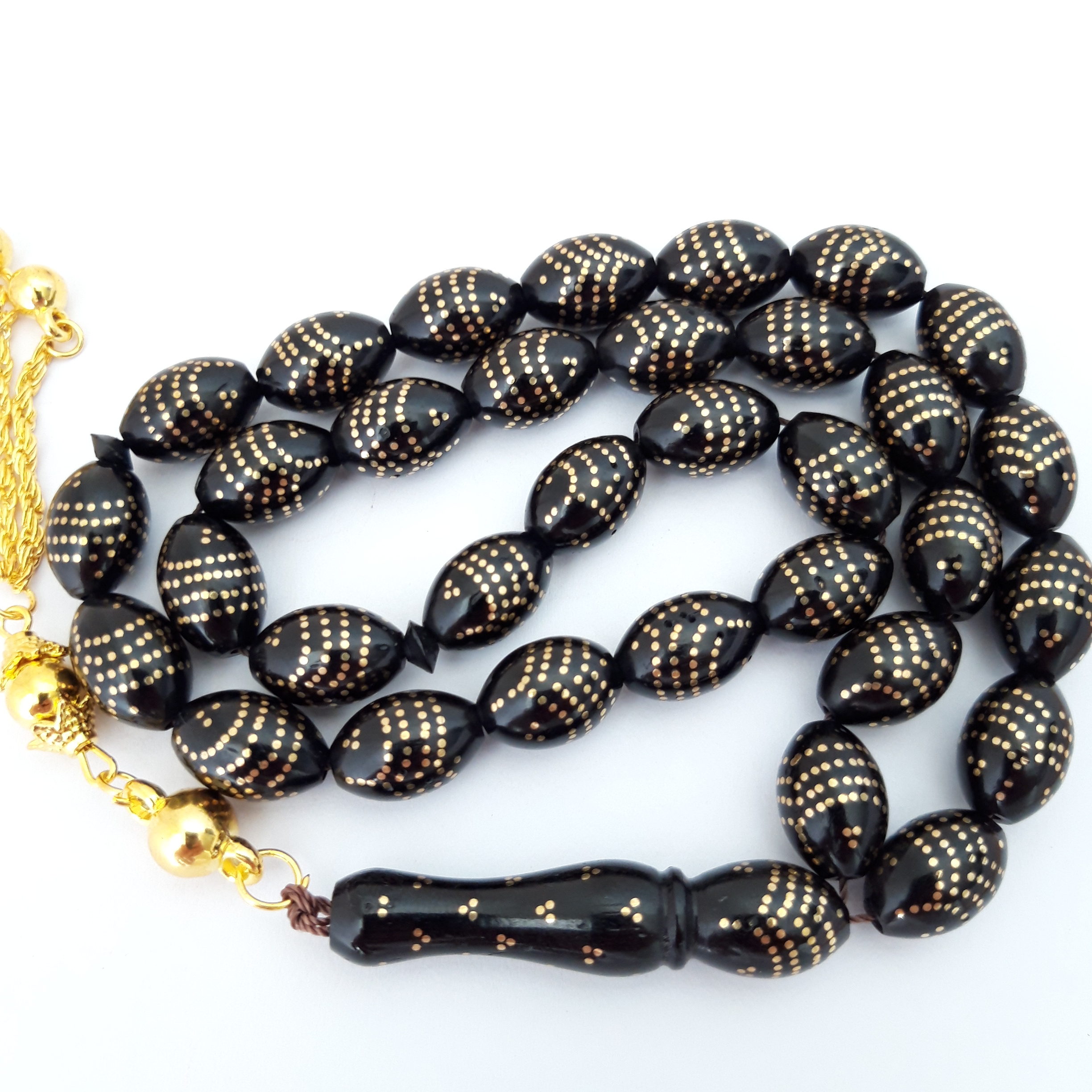 Prayer Beads Rosary Men Gift Tasbih Natural Kook Engraved with Copper