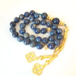 Rosary Prayer Beads Tasbeeh Men Gift Natural Lapis Lazuli 18k Gold Beads