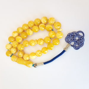 Misbaha Natural Amber Sand, 925 Silver Tassel, 33 Prayer Beads