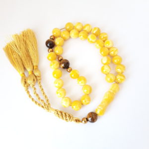 Misbaha Natural Amber Sand and Tiger Eye