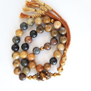 Rosary Gift Prayer Beads Men Tasbih Natural Jasper and Crafted Tiger Eye