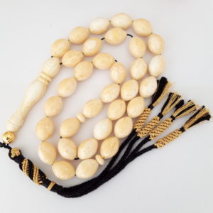 Prayer Beads Rosary Men Gift Tasbih Natural Ivory Amber Sand Blk Tassel