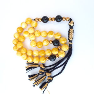 Rosary Prayer Beads Tasbeeh Men Gift Natural Amber Sand and Onyx
