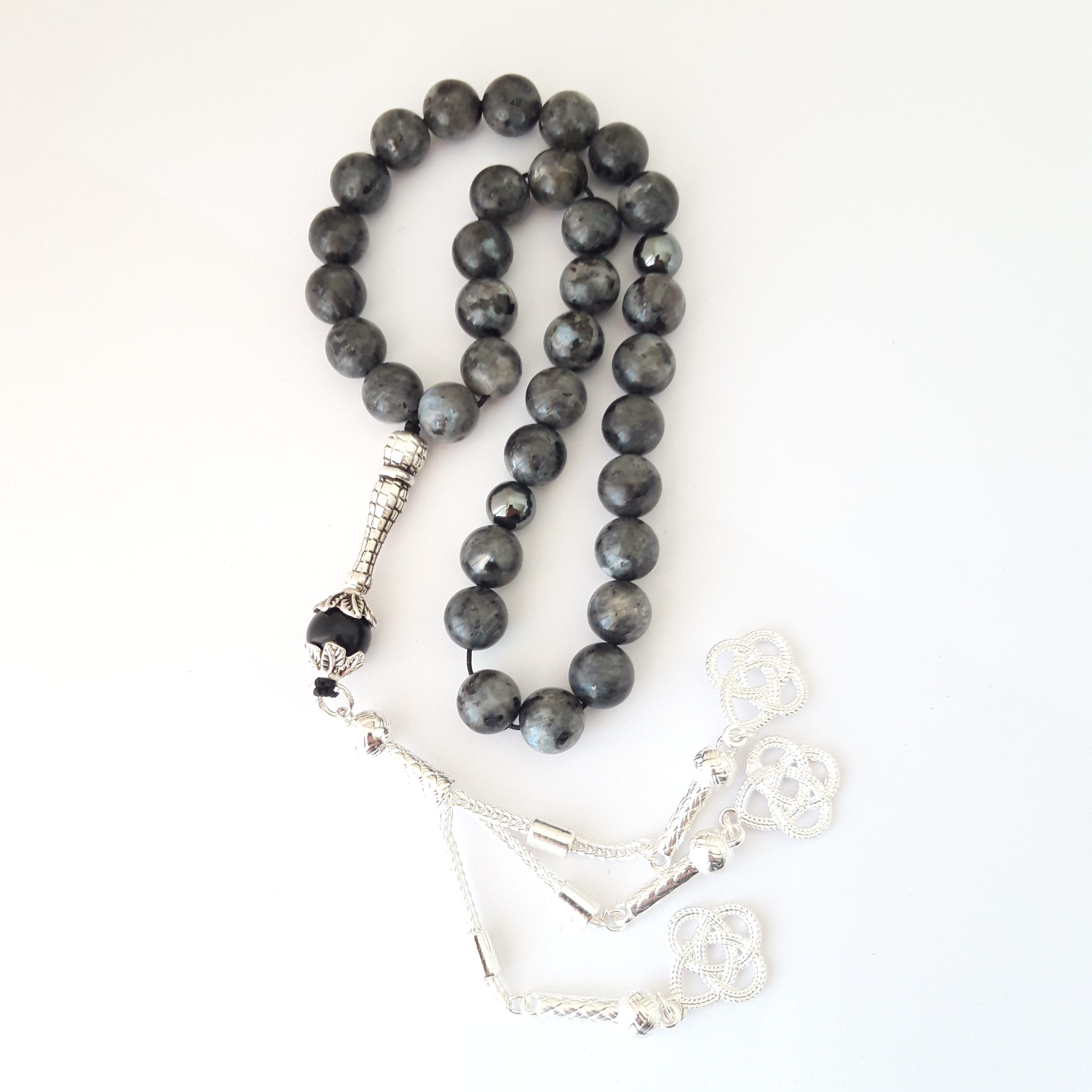 Rosary Prayer Beads Tasbeeh Men Gift Natural Labradorite Stone