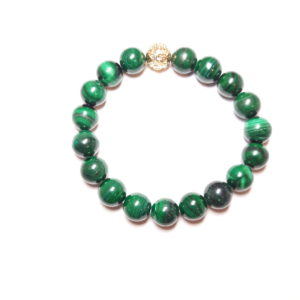 Natural Malakite with 18k Gold Plated Bead 10mm