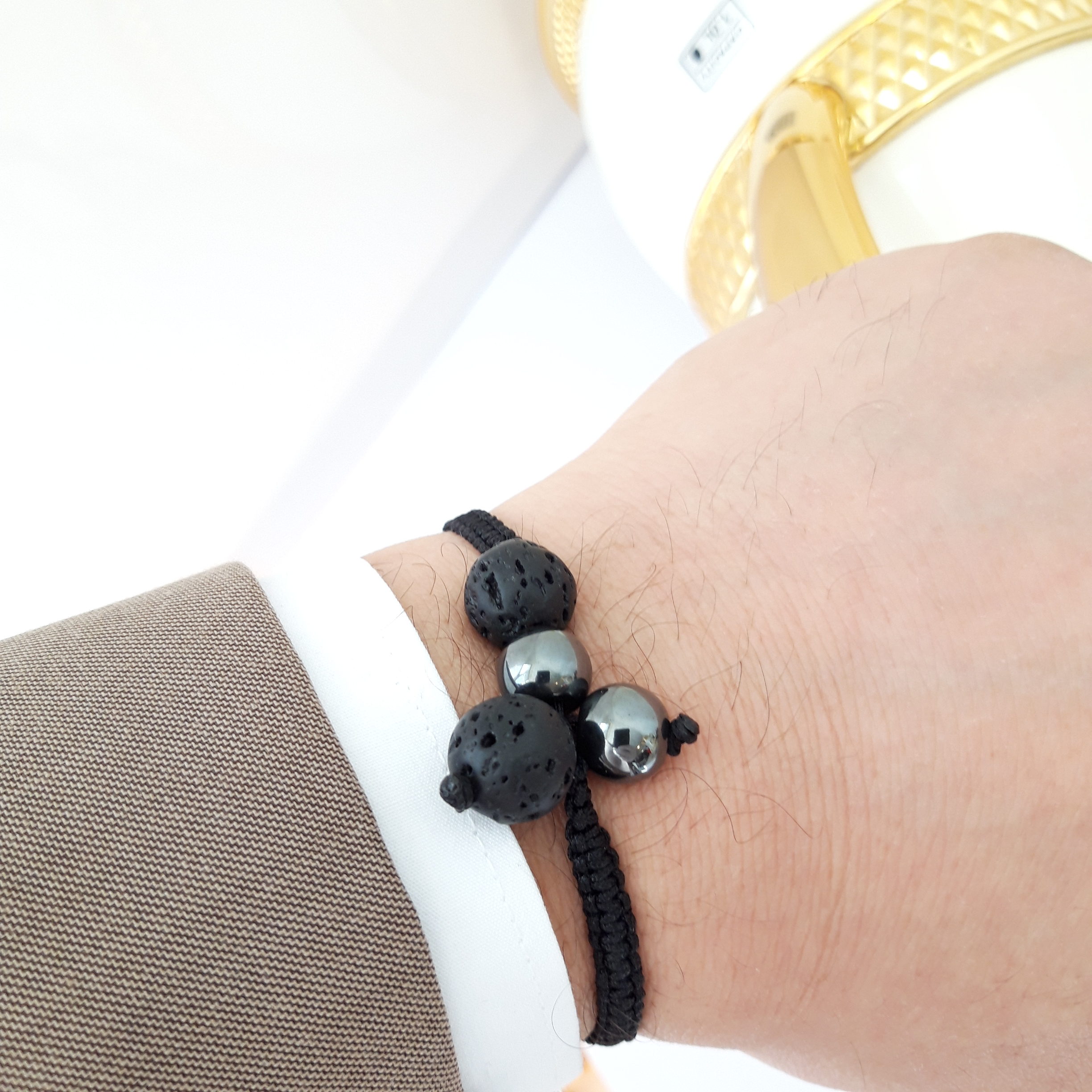 Worry Beads, Komboloi, Anti Stress Anxiety Release, Relaxation Smart Bracelet Healing Natural Stone Stripe