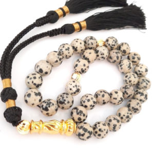Exlusive Prayer Beads Design Natural Jasper 18k Gold Plated Beads Handmade Tassel