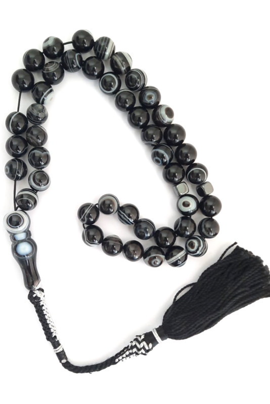 Unique Sulaimani Eyes Prayer Beads One of a Kind Maidana Black Handmade Black Tassel Protection Guidance