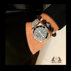 MEN bracelet gift Natural Kook, Volcanic Stones and Onyx 10mm