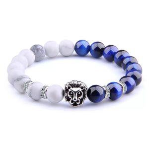 Hawlite, blue tiger eye lion head
