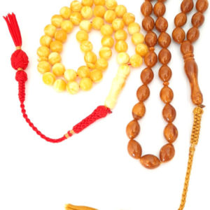Prayer Beads Set, Amber Sand Honey and Sunshine. Natural Poland Amber Smell. Handmade Tassels