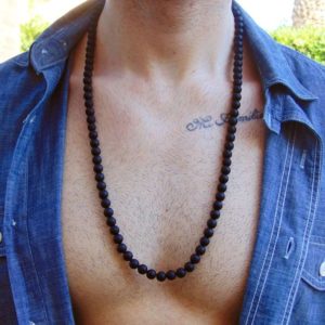 Men's accessories necklace Matte Onyx lucky charm