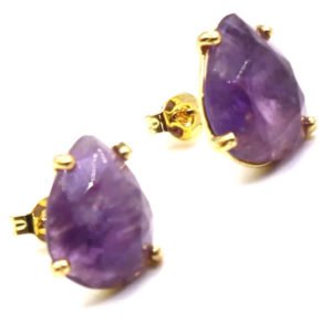Earrings for women natural amethyst crystals