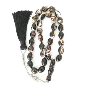 Mixed Amber Sand prayer bead - black, brown, white