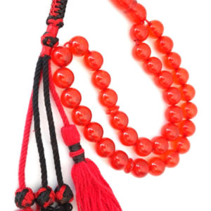 Rare Red Rosary Sibha Natural Poland Amber Sand. Red and Black Tassel