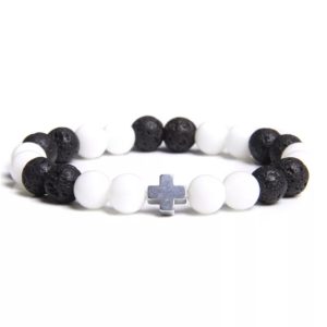 Volcanic lava cotton agate cross