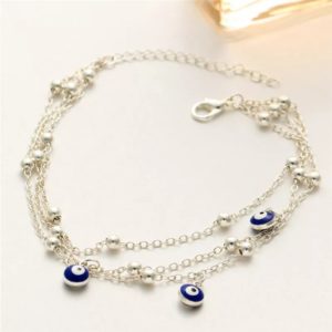 Evil Eyes silver anklet 3 layers fashionable sexy