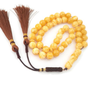 Prayer Beads Poland Amber Sand with Brown Tassel