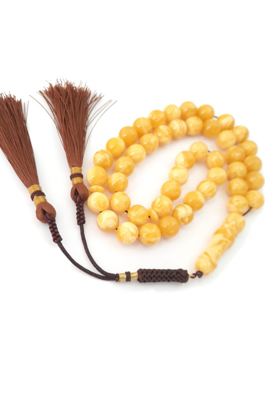 Prayer Beads Poland Amber Sand with Brown Tassel