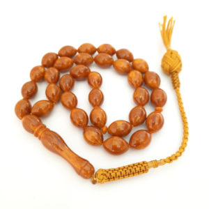 Prayer Beads Muslim Poland Amber Sand Honey. Natural Amber Smell. Golden Handmade Tassel