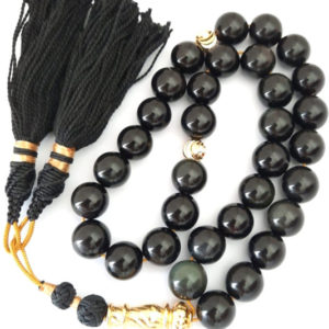 Islamic Prayer Beads Natural Obsidian with Black Tassel
