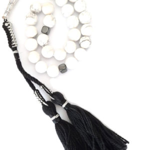 Misbaha Masbaha Hawlite with Black Tassel Prayer Beads