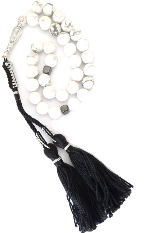 Misbaha Masbaha Hawlite with Black Tassel Prayer Beads