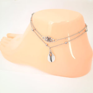 Handmade extended flower and shell anklets alloy