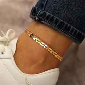 Woman anklet yellow alloy arrows