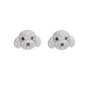 Puppy dog earrings gold plated circons for girls kids fashion party