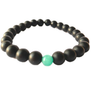 Emerald Emeralds Green Gift MY ONE & ONLY Natural onyx with genuine Colombian Emerald solitaire beads 5-6mm bracelet