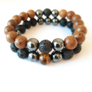 Wood hemitate volcanic tiger eye 10mm