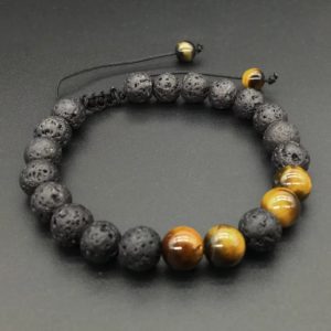 Volcanic lava, tiger eye 8mm