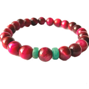 Emerald Emeralds Green Gift THE CAT Pink cat eye (8mm) with natural Colombian Emerald 2 wheel bars bracelet