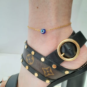 Evil Eye protection anklet gold plated with extra extension to fit all