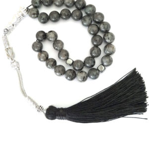 Prayer Beads Labradorite with Black Tassel  Protection Eye